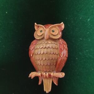 Vintage Owl Brooch Pin Signed JJ